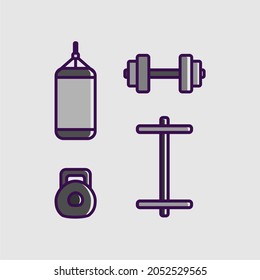 workout tools vector set, gym equipment
