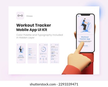 Workout Tracker Mobile App UI Kit Including As Sign In, Sign Up, Daily Process Screens for Responsive Websites.