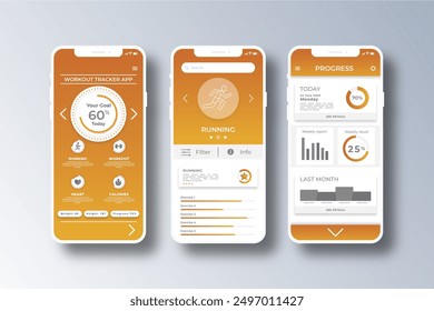 Workout tracker smartphone app template vector design in eps 10