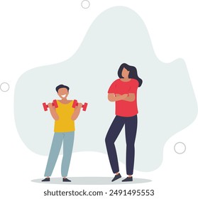 workout training. Family physical activity and healthy lifestyle .flat design.illustration with people.