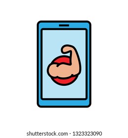 workout training tracker mobile app icon. fitness bodybuilding exercise smartphone application. simple vector graphic.