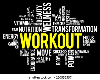 WORKOUT word cloud, fitness, health concept