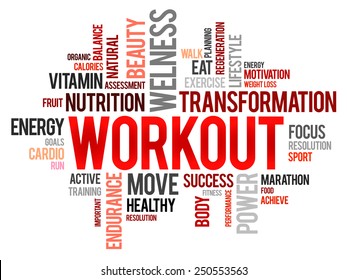 WORKOUT word cloud, fitness, health concept