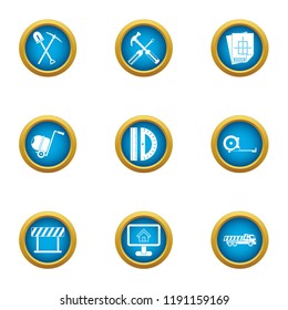 Workpiece icons set. Flat set of 9 workpiece vector icons for web isolated on white background