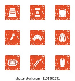 Workpiece icons set. Grunge set of 9 workpiece vector icons for web isolated on white background