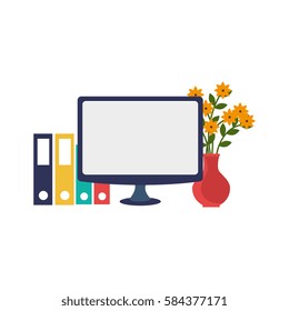 workplace accesories flat icons
