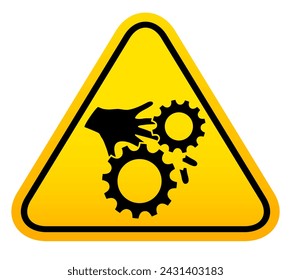 Workplace accident vector icon, injury at work yellow warning sign. Watch your fingers and be careful safety placard