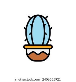 Workplace Cactus Icon Vector Illustration