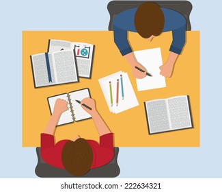 Workplace, classroom. Endless education. Training and study.