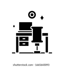 Icono de línea de limpieza del lugar de trabajo, signo de concepto, ilustración de vector de contorno, símbolo lineal.