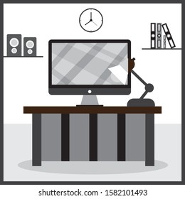 
Workplace with Coffee with computer and other things