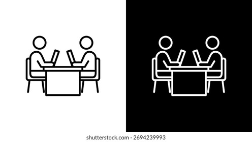 Workplace Collaboration White Icon Set Design