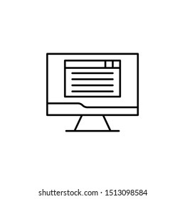 Workplace, computer icon. Element of workplace thin line icon