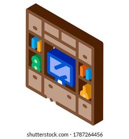 Workplace with Computer Icon Vector. Isometric Workplace with Computer sign. color isolated symbol illustration