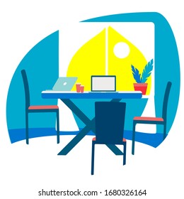 Workplace concept art. Empty room background. Office environment