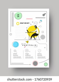 Workplace concept brochure, flyer, magazine cover & poster template, vector illustration. 