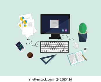 Workplace concept. Flat design
