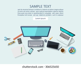 Workplace concept ,Flat design,vector