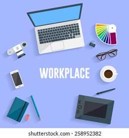 Workplace concept illustration. Flat design.
