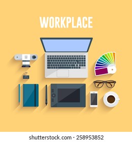 Workplace concept illustration. Flat design.