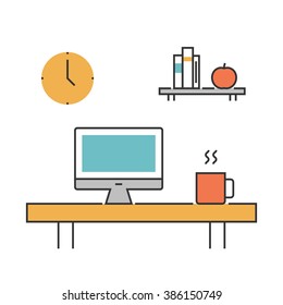 Workplace concept line icons flat
