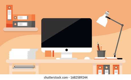 Computer Desk Workplace Stock Vector (Royalty Free) 148983761