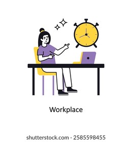 Workplace Concept vector illustration.  isolated on white Background.