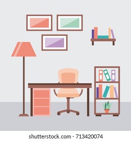 workplace concept work desk equipped with lamp frame armchair sketchbooks