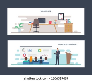 Workplace and Corporate Training Flat Illustrations 