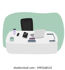 Un lugar de trabajo de un diseñador con una mesa blanca y una silla negra