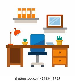 Ilustración vectorial de escritorio de trabajo