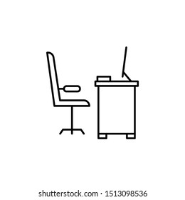 Workplace, desk icon. Element of workplace thin line icon