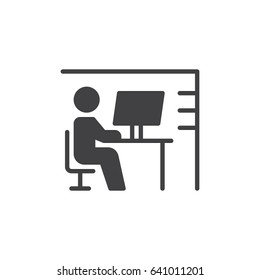 Workplace desk icon vector, filled flat sign, solid pictogram isolated on white. Symbol, logo illustration. Pixel perfect