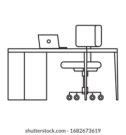 workplace with desk and laptop vector illustration design