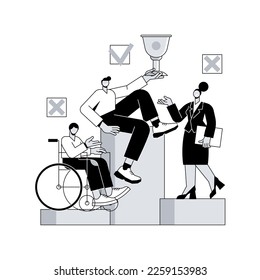 Workplace discrimination abstract concept vector illustration. Discrimination against employee, job applicant, equal employment opportunity, sexual harassment, prejudice abstract metaphor.