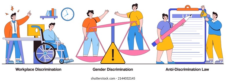 Workplace Discrimination, Gender Discrimination, Anti-discrimination Law Concepts With People Characters. Equal Rights Abstract Vector Illustration Pack.