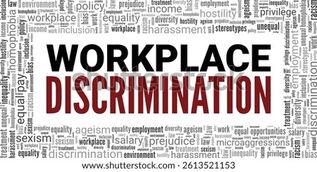 Workplace Discrimination word cloud conceptual design isolated on white background.