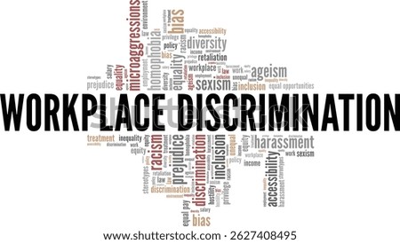 Workplace Discrimination word cloud conceptual design isolated on white background.