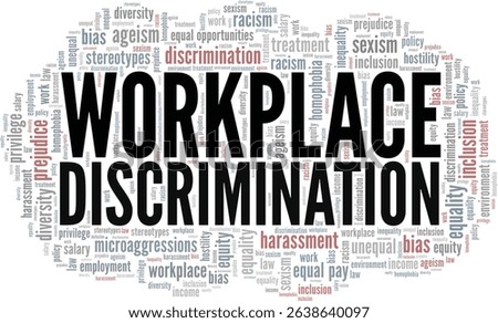 Workplace Discrimination word cloud conceptual design isolated on white background.