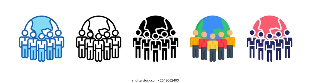 Colección de conjunto de iconos de estilo múltiple de diversidad de lugar de trabajo.