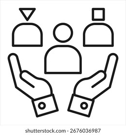 Workplace Diversity Outline Icon Vector Illustration