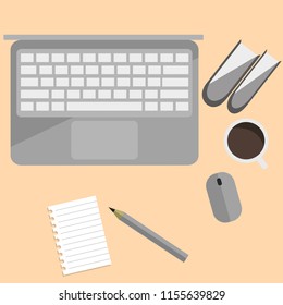 Workplace with electronic devices in flat design - vector