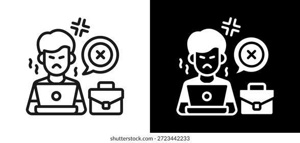 Workplace Emotions Icon whiteblack Vector Illustration