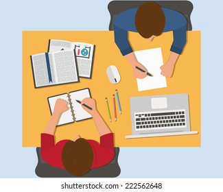 Workplace. Endless education. Training and online study. Business courses.