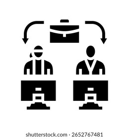 Glyph-Icon-Vektor für die Arbeitsplatzgleichheit. Gleichheitszeichen am Arbeitsplatz. einzelne Symbolgrafik