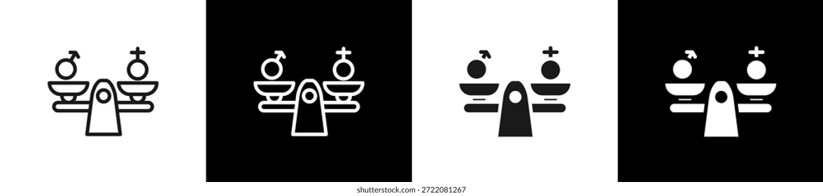 Línea De Igualdad En El Lugar De Trabajo N Estilo De Icono De Glifo En Blanco Y Fondo