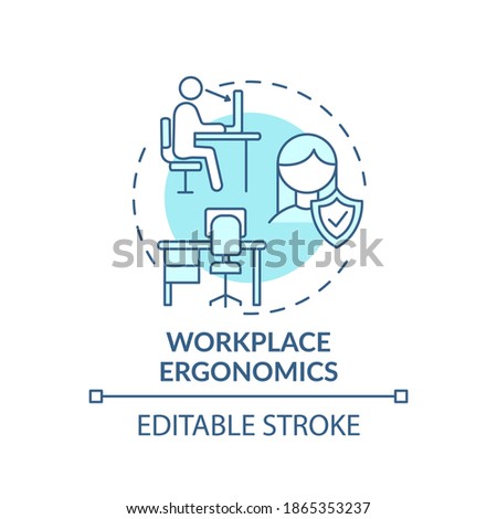 Workplace ergonomics concept icon. Workplace safety concerns. Keeping all capabilities for business idea thin line illustration. Vector isolated outline RGB color drawing. Editable stroke