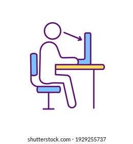 Workplace Ergonomics RGB Color Icon. Eliminating Discomfort And Injuries Risk. Human Performance And Productivity Improvement. Worker Capabilities And Limitations. Isolated Vector Illustration