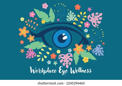 Workplace Eye Wellness Month. Concept of vision correction and healthcare. Eye Health. Vector illustration