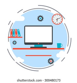 Workplace flat design style vector illustration